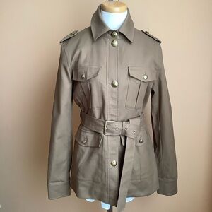 BANANA REPUBLIC Tan Voyage Safari Jacket Belted Size 8 Tall